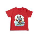 Bam Bam Bhole - Shiva Themed T-Shirt For Babies - RED - 0 - 5 Months Old (Chest 17")