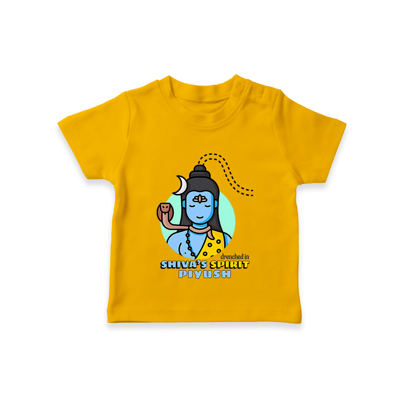 Drenched In Shiva's Spirit - Shiva Themed T-Shirt For Babies - CHROME YELLOW - 0 - 5 Months Old (Chest 17")