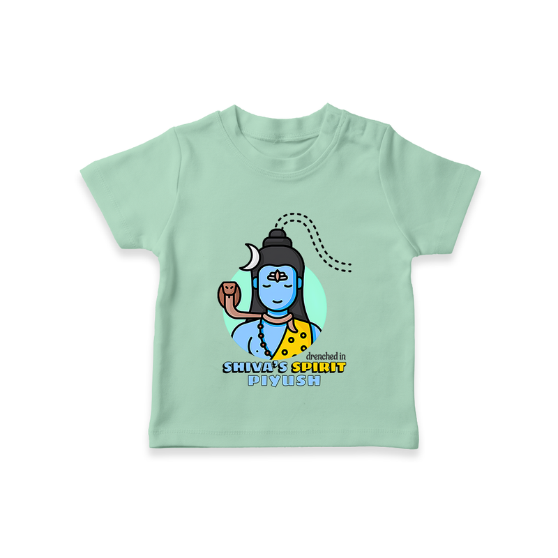 Drenched In Shiva's Spirit - Shiva Themed T-Shirt For Babies - MINT GREEN - 0 - 5 Months Old (Chest 17")