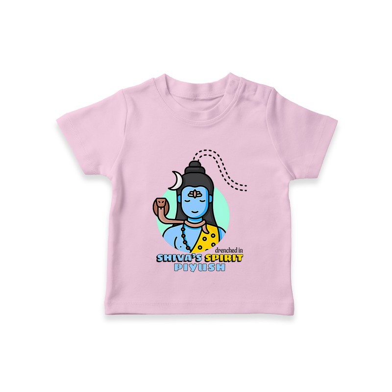 Drenched In Shiva's Spirit - Shiva Themed T-Shirt For Babies - PINK - 0 - 5 Months Old (Chest 17")