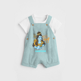 Har Har Mahadev - Shiva Themed Dungaree For Babies - ARCTIC BLUE - 0 - 3 Months Old (Chest 17")