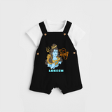 Har Har Mahadev - Shiva Themed Dungaree For Babies - BLACK - 0 - 3 Months Old (Chest 17")