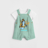 Har Har Mahadev - Shiva Themed Dungaree For Babies - LIGHT GREEN - 0 - 3 Months Old (Chest 17")