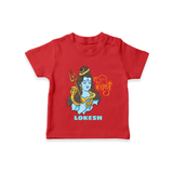 Har Har Mahadev - Shiva Themed T-Shirt For Babies - RED - 0 - 5 Months Old (Chest 17")