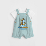 Feeling Within Shiva's Radiance - Shiva Themed Dungaree For Babies - ARCTIC BLUE - 0 - 3 Months Old (Chest 17")