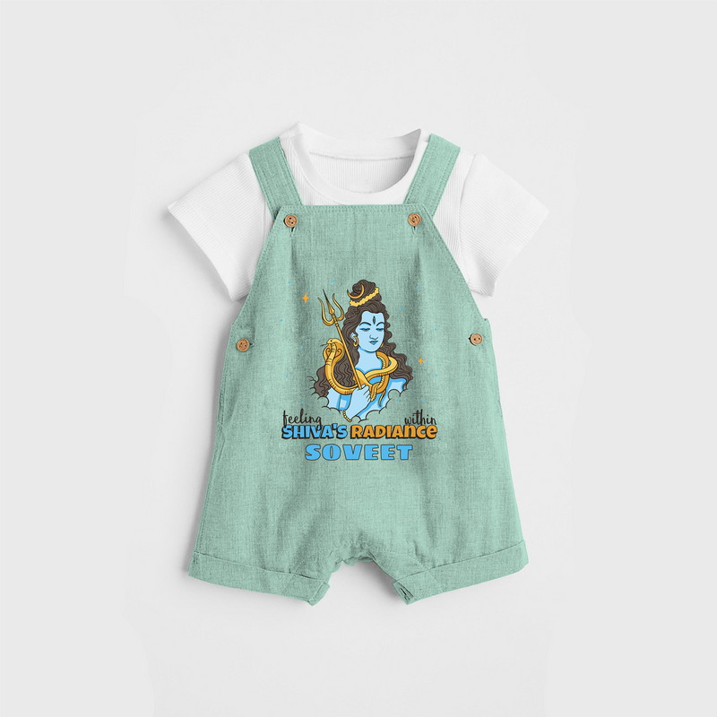 Feeling Within Shiva's Radiance - Shiva Themed Dungaree For Babies - LIGHT GREEN - 0 - 3 Months Old (Chest 17")