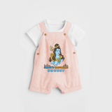 Feeling Within Shiva's Radiance - Shiva Themed Dungaree For Babies - PEACH - 0 - 3 Months Old (Chest 17")