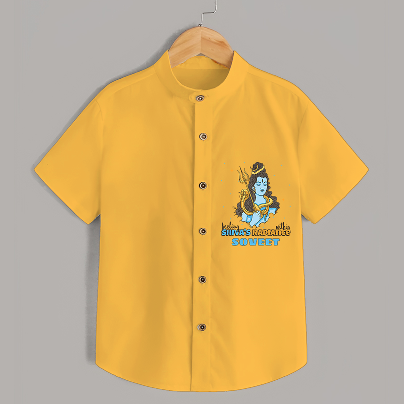 Feeling Within Shiva's Radiance - Shiva Themed Shirt For Babies - YELLOW - 0 - 6 Months Old (Chest 21")