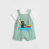 Om Namah Shivay - Shiva Themed Dungaree For Babies - LIGHT GREEN - 0 - 3 Months Old (Chest 17")