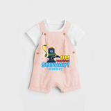 Om Namah Shivay - Shiva Themed Dungaree For Babies - PEACH - 0 - 3 Months Old (Chest 17")