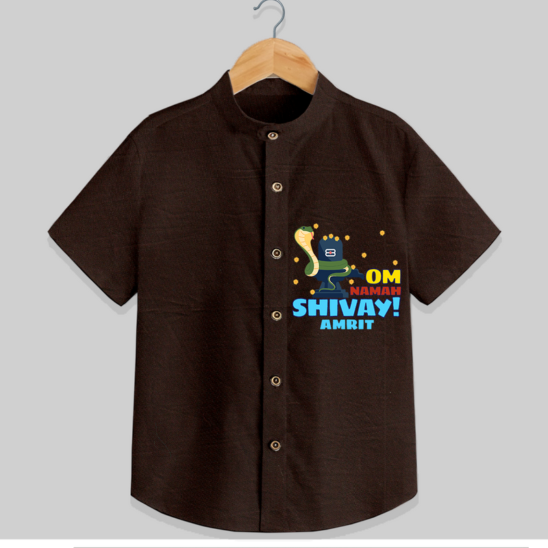 Om Namah Shivay - Shiva Themed Shirt For Babies - CHOCOLATE BROWN - 0 - 6 Months Old (Chest 21")