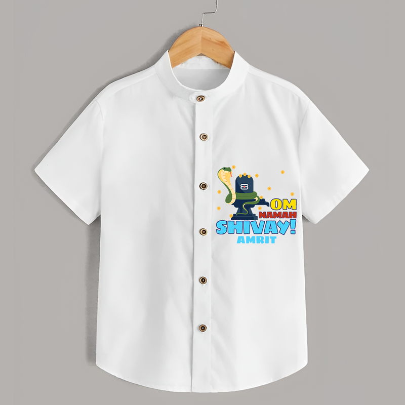 Om Namah Shivay - Shiva Themed Shirt For Babies - WHITE - 0 - 6 Months Old (Chest 21")