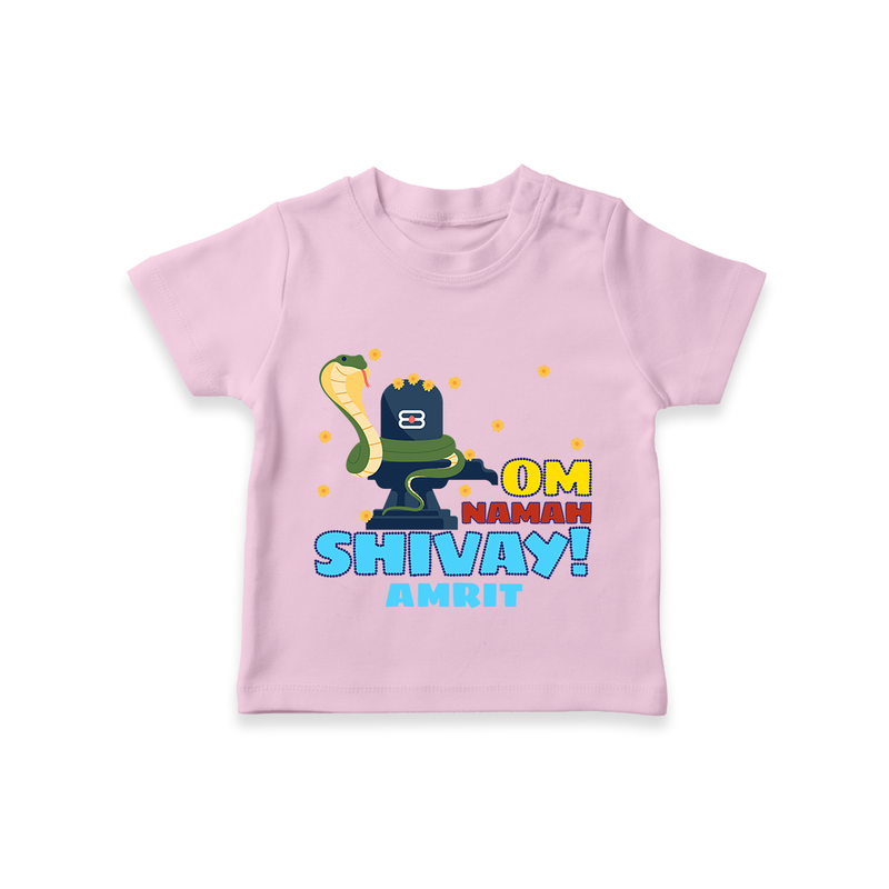 Om Namah Shivay - Shiva Themed T-Shirt For Babies - PINK - 0 - 5 Months Old (Chest 17")