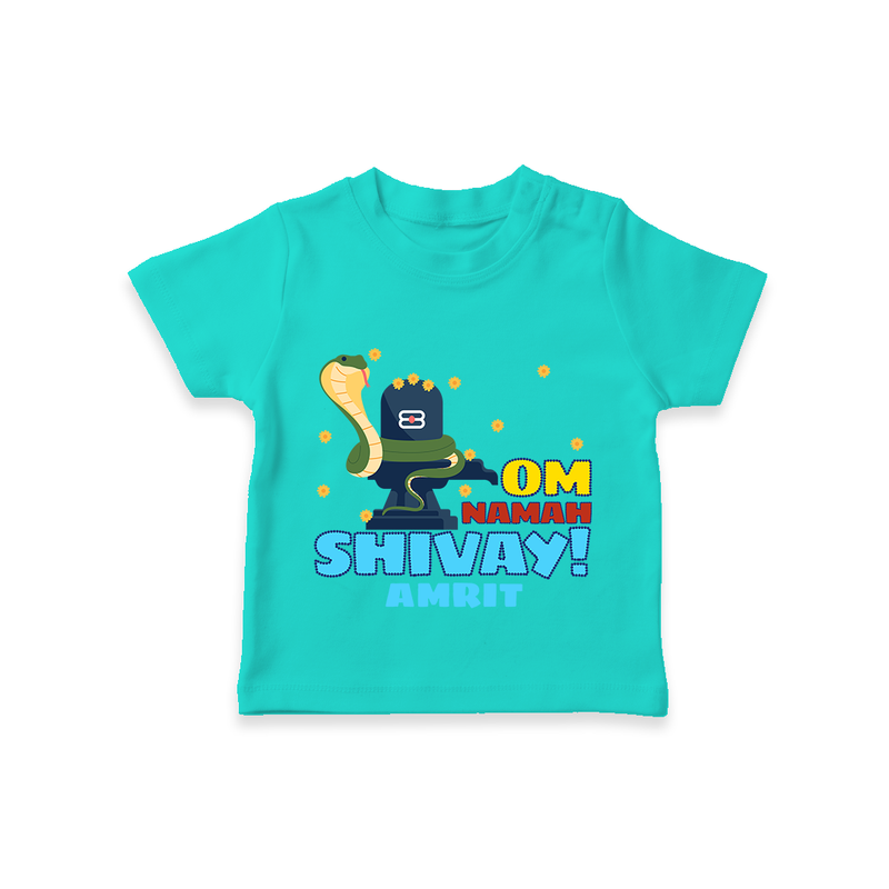 Om Namah Shivay - Shiva Themed T-Shirt For Babies - TEAL - 0 - 5 Months Old (Chest 17")