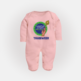 Vel Vel Murugan – Name Personalised Kids Fullbody Suit - BABY PINK - New Born (Chest 7.5")