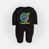 Vel Vel Murugan – Name Personalised Kids Fullbody Suit - BLACK - New Born (Chest 7.5")