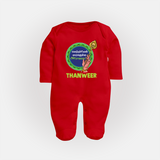 Vel Vel Murugan – Name Personalised Kids Fullbody Suit - RED - New Born (Chest 7.5")