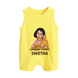 Palani Murugan Baby Blessings – Personalised Kids Romper Suit - PASTEL YELLOW - 0 - 5 Months Old (Chest 18")