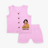 Palani Murugan Baby Blessings – Personalised Kids Jabla Set - BABY PINK - 0 - 3 Months Old (Chest 9.8")
