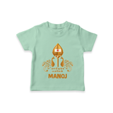 Vel Symbol Murugan – Name Customised Kids T-Shirt - MINT GREEN - 0-5 Months Old (Chest 17")