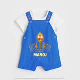 Vel Symbol Murugan – Name Customised Kids Dungaree - COBALT BLUE - 0 - 5 Months Old (Chest 18")