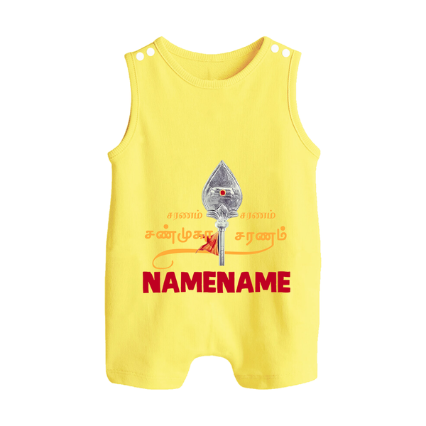 Sarvamum Sarvam Muruga – Personalised Kids Romper Suit - PASTEL YELLOW - 0 - 5 Months Old (Chest 18")