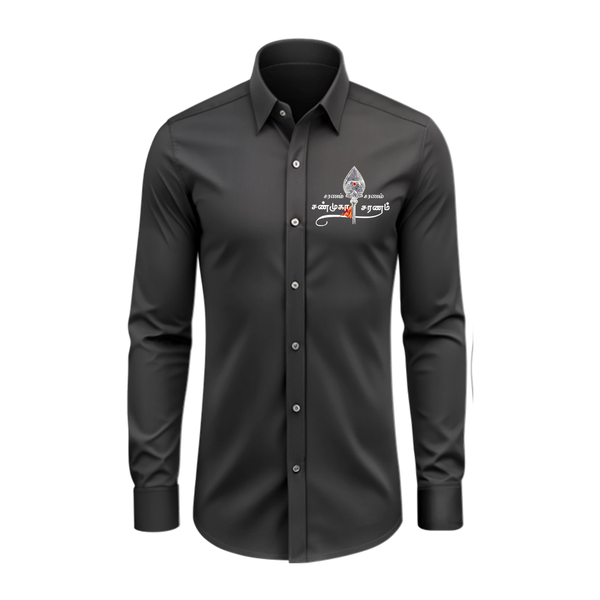 MuruganÕs Blessings - Happy Thaipusam Special Full Sleeve Shirt for Adults - BLACK - S (Chest 40")