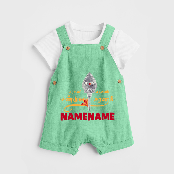 Sarvamum Sarvam Muruga – Personalised Kids Dungaree - GREEN - 0 - 5 Months Old (Chest 18")