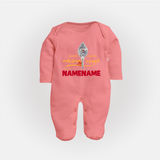 Sarvamum Sarvam Muruga – Personalised Kids Fullbody Suit - PEACH - New Born (Chest 7.5")