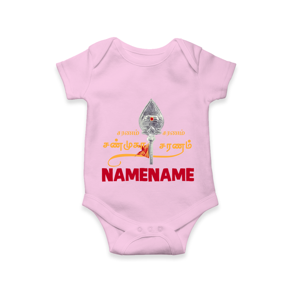 Sarvamum Sarvam Muruga – Personalised Kids Romper - BABY PINK - New Born (Chest 14")