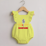 Sarvamum Sarvam Muruga – Personalised Kids Romper Frock - PASTEL YELLOW - 0 - 3 Months Old (Chest 19")