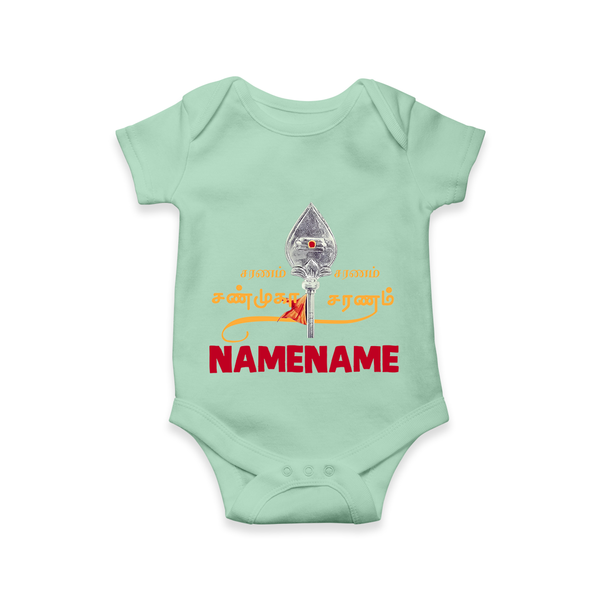 Sarvamum Sarvam Muruga – Personalised Kids Romper - MINT GREEN - New Born (Chest 14")