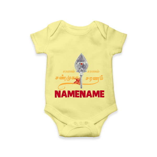 Sarvamum Sarvam Muruga – Personalised Kids Romper - PASTEL YELLOW - New Born (Chest 14")