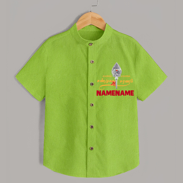 Sarvamum Sarvam Muruga – Personalised Kids Shirt - LIME GREEN - 0 - 6 Months Old (Chest 23")