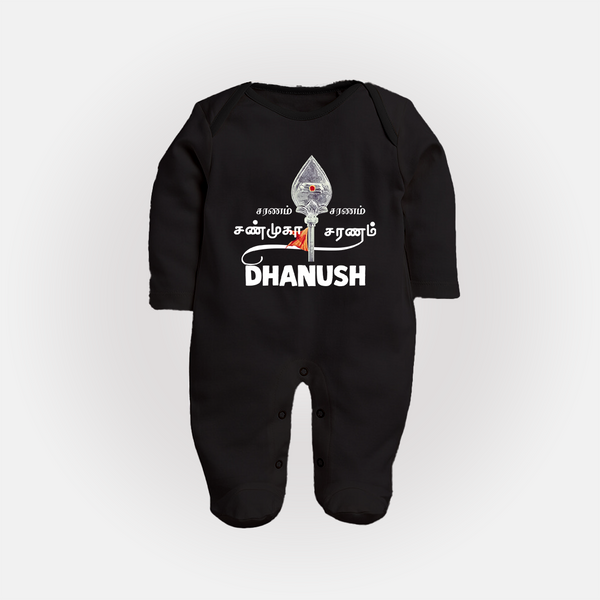Sarvamum Sarvam Muruga – Personalised Kids Fullbody Suit - BLACK - New Born (Chest 7.5")