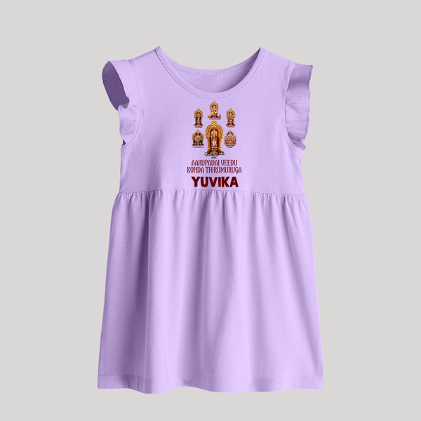 Aarupadai Veedu Murugan – Name Personalised Kids Baby Frock - LILAC - 0 - 3 Months Old (Chest 17")