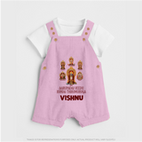 Aarupadai Veedu Murugan – Name Personalised Kids Dungaree - BABY PINK - 0 - 5 Months Old (Chest 18")