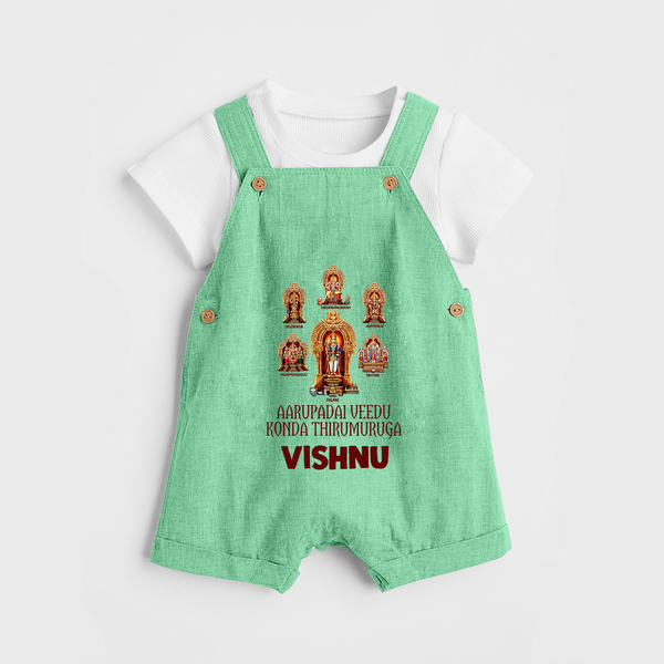 Aarupadai Veedu Murugan – Name Personalised Kids Dungaree - GREEN - 0 - 5 Months Old (Chest 18")