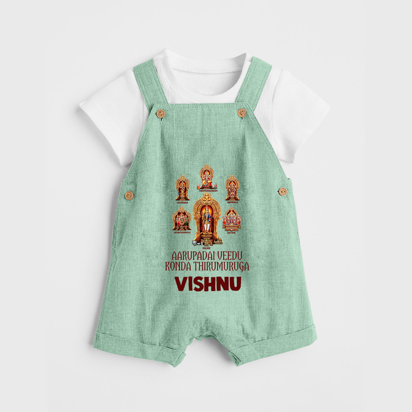 Aarupadai Veedu Murugan – Name Personalised Kids Dungaree - MINT GREEN - 0 - 5 Months Old (Chest 18")