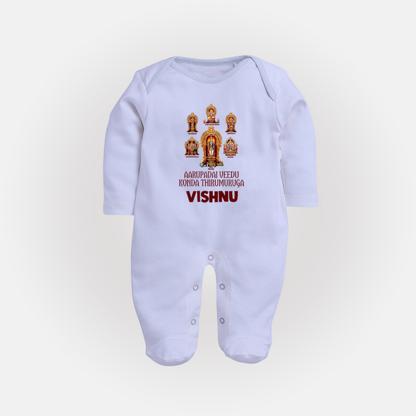 Aarupadai Veedu Murugan – Name Personalised Kids Fullbody Suit - BABY BLUE - New Born (Chest 7.5")