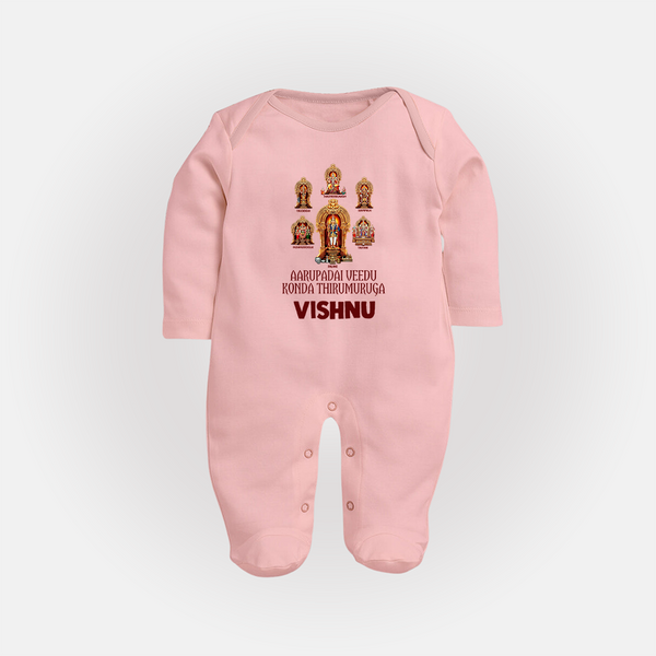 Aarupadai Veedu Murugan – Name Personalised Kids Fullbody Suit - BABY PINK - New Born (Chest 7.5")