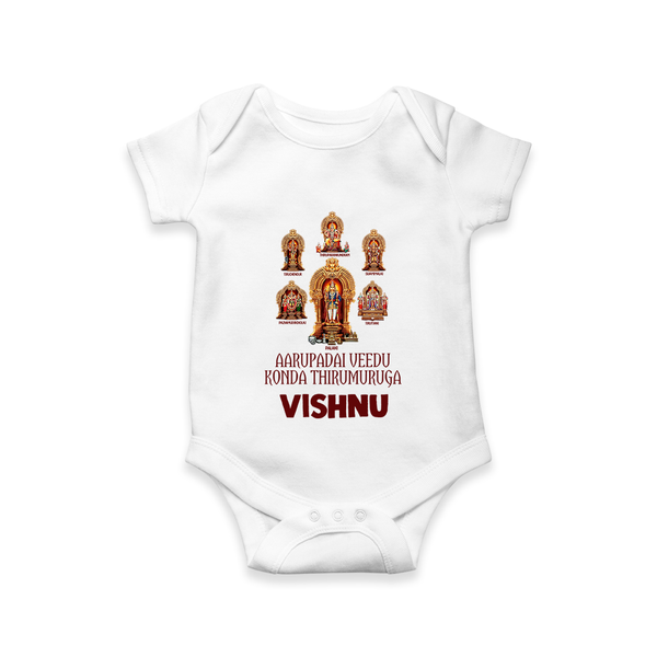 Aarupadai Veedu Murugan – Name Personalised Kids Romper - WHITE - New Born (Chest 14")