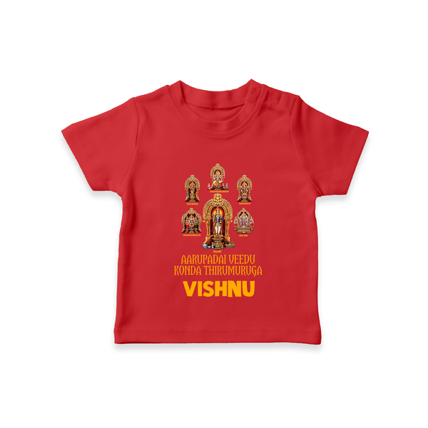 Aarupadai Veedu Murugan – Name Personalised Kids T-Shirt - RED - 0-5 Months Old (Chest 17")
