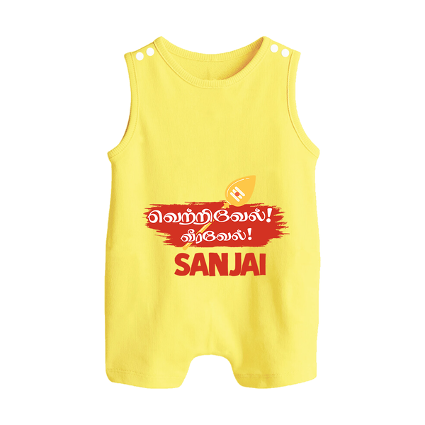 Veeravel! – Name Personalised Kids Romper Suit - PASTEL YELLOW - 0 - 5 Months Old (Chest 18")