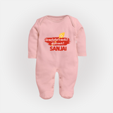 Veeravel! – Name Personalised Kids Fullbody Suit - BABY PINK - New Born (Chest 7.5")