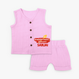 Veeravel! – Name Personalised Kids Jabla Set - BABY PINK - 0 - 3 Months Old (Chest 9.8")