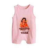Kandhanukku Arohara – Murugan Blessings Personalised Kids Romper Suit - BABY PINK - 0 - 5 Months Old (Chest 18")