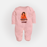 Kandhanukku Arohara – Murugan Blessings Personalised Kids Fullbody Suit - BABY PINK - New Born (Chest 7.5")