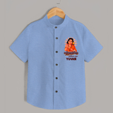 Kandhanukku Arohara – Murugan Blessings Personalised Kids Shirt - SKY BLUE - 0 - 6 Months Old (Chest 23")
