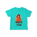 Kandhanukku Arohara – Murugan Blessings Personalised Kids T-Shirt - TEAL - 0-5 Months Old (Chest 17")